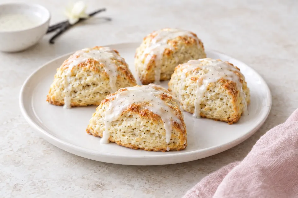 Petite Vanilla Bean Scones with Vanilla Bean Glaze