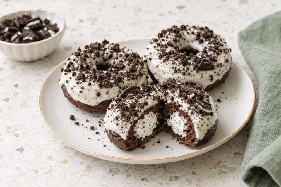 Baked Cookies and Cream Doughnuts