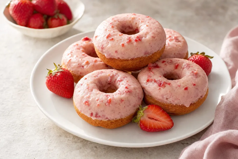 Baked Strawberry Doughnuts