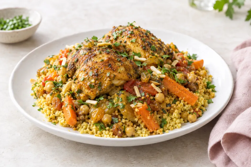 One Pan Moroccan Chicken and Couscous