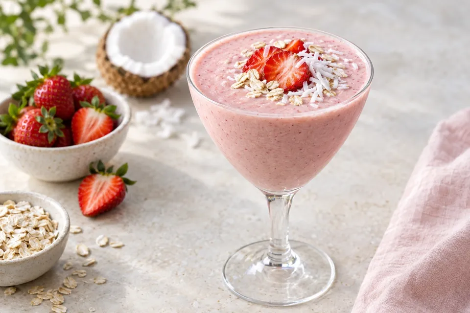 Strawberry Coconut Oat Smoothie
