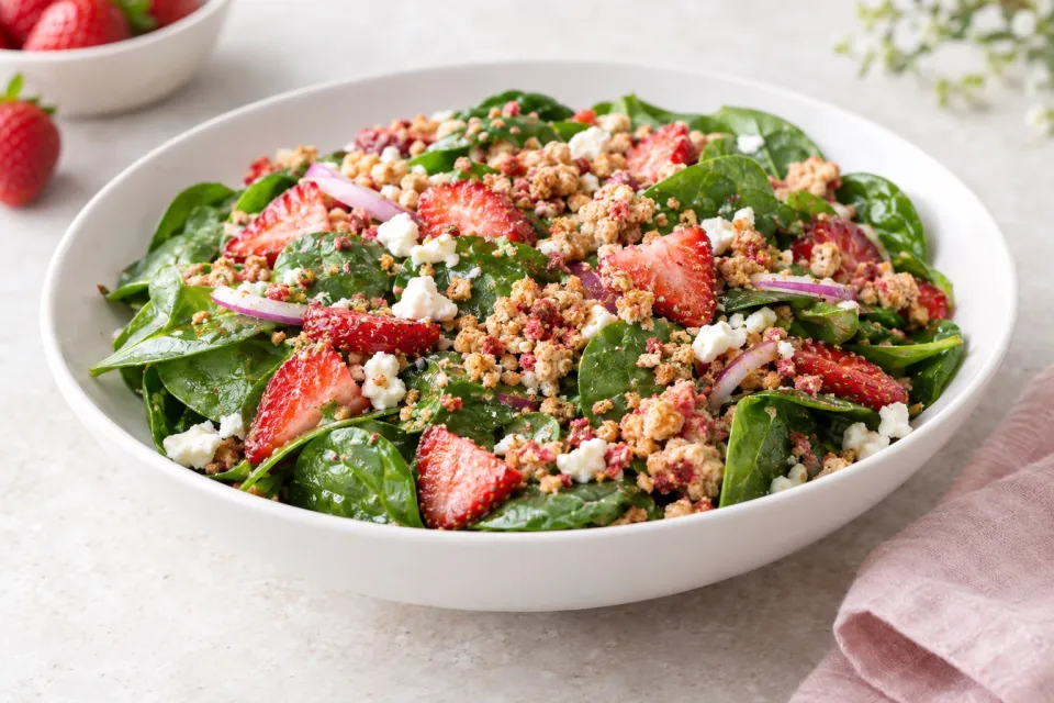Strawberry Crunch Spinach Salad