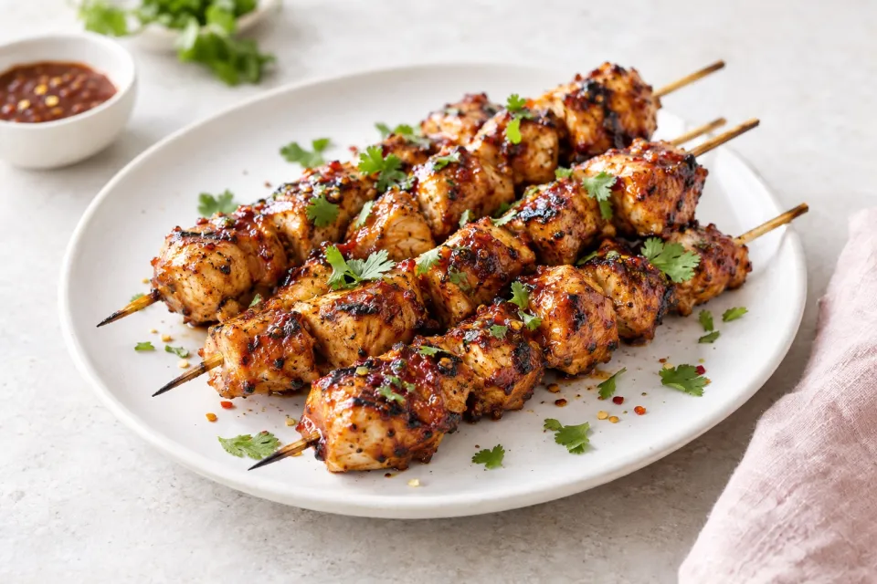 Honey Chipotle BBQ Chicken Skewers