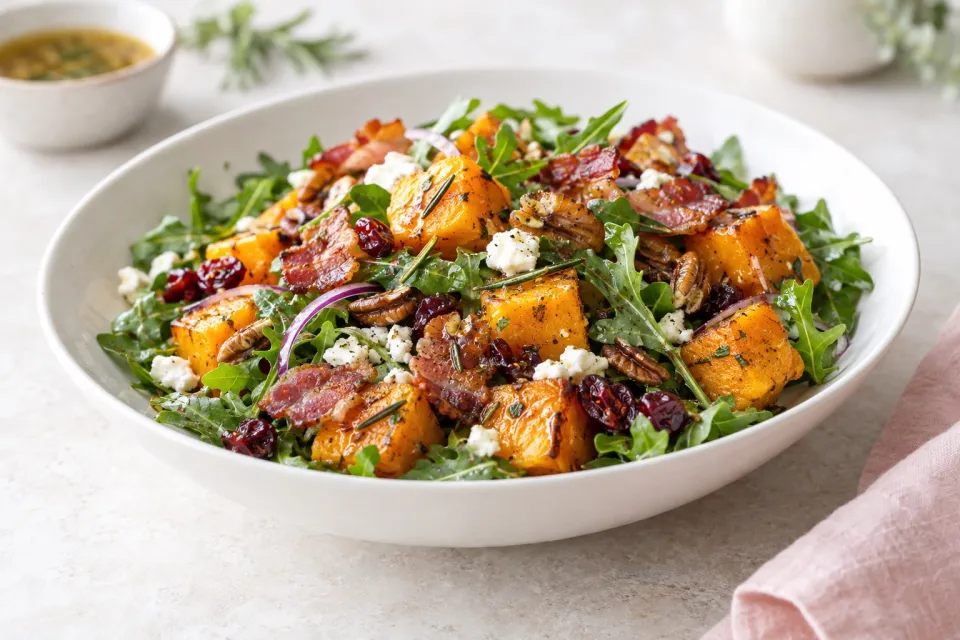 Butternut Squash and Bacon Salad with Maple-Rosemary Vinaigrette