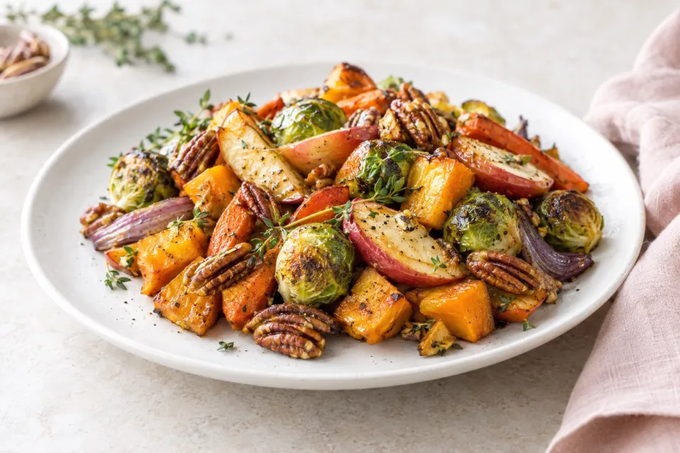 Autumn Roasted Vegetables with Apples and Pecans