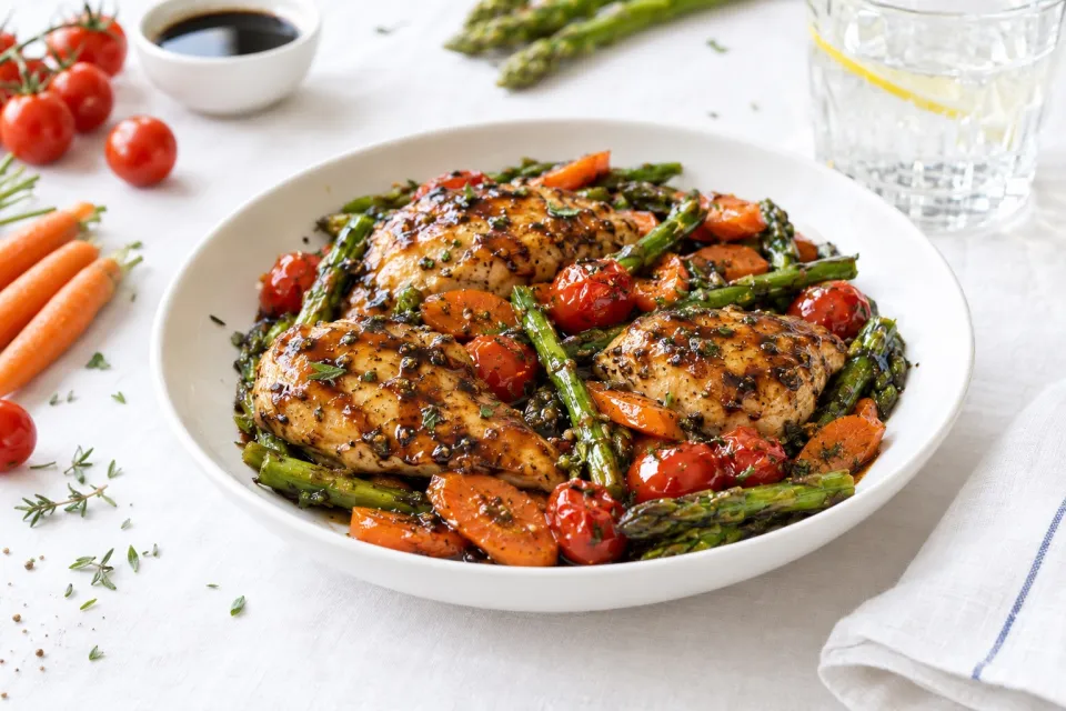 One Pan Balsamic Chicken and Veggies