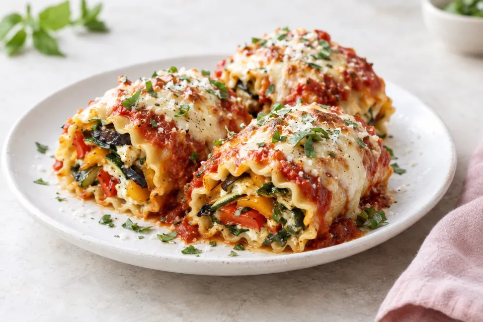 Roasted Vegetable Lasagna Roll Ups