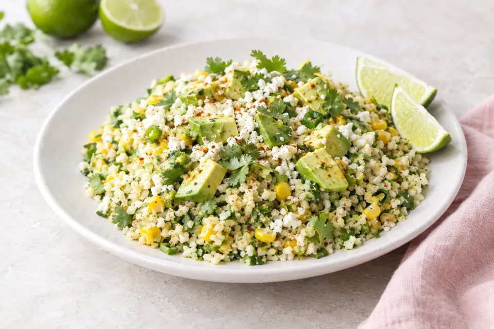 Loaded Cilantro Lime Cauliflower "Rice"