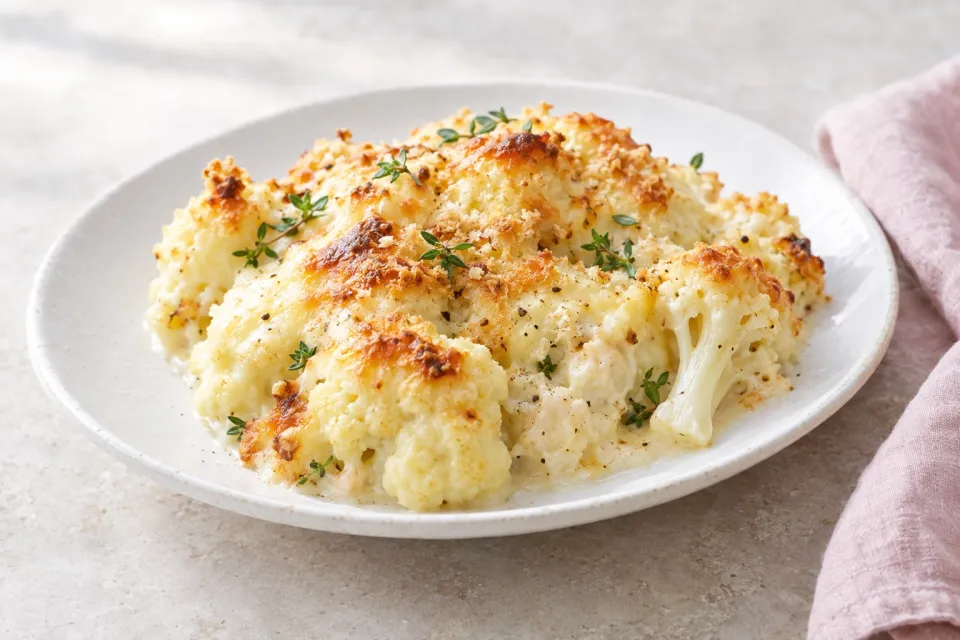 White Cheddar Cauliflower Gratin
