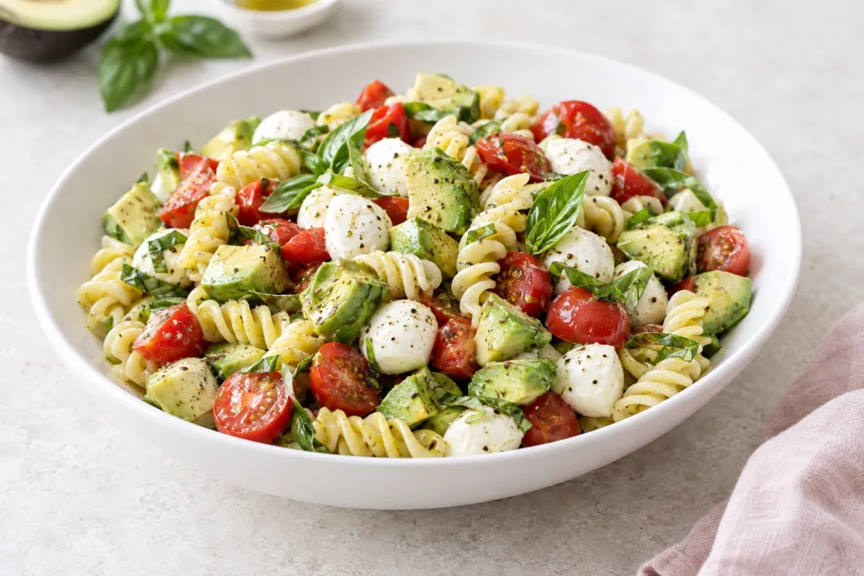 Avocado Caprese Pasta Salad