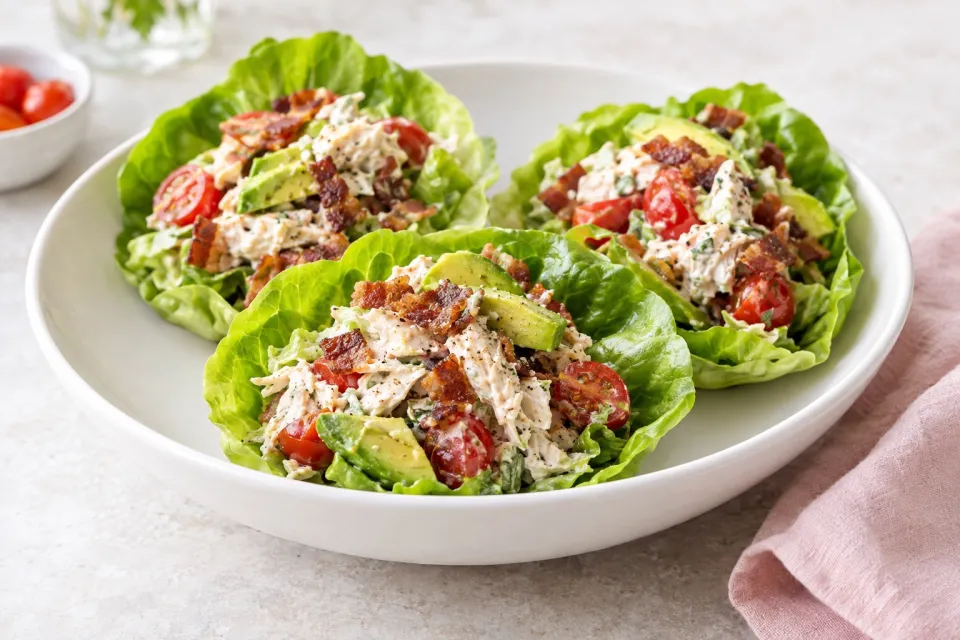 BLTA Chicken Salad Lettuce Wraps