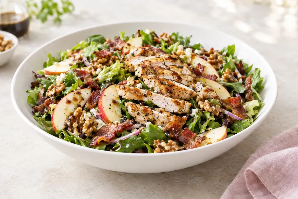 Chicken Apple Bacon Walnut Salad with Balsamic Vinaigrette