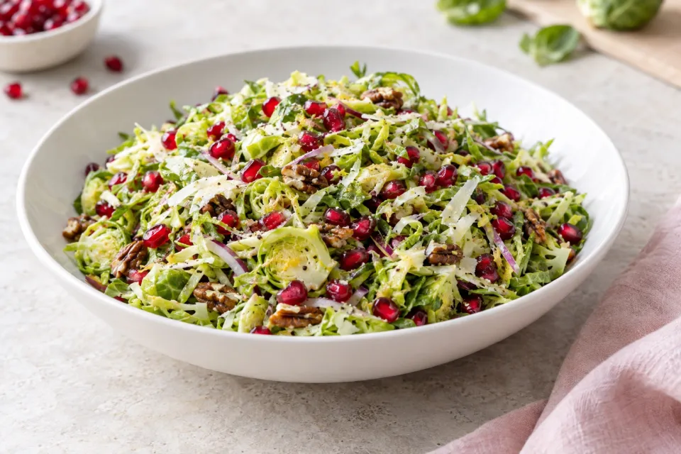 Shredded Brussels Sprout and Pomegranate Salad