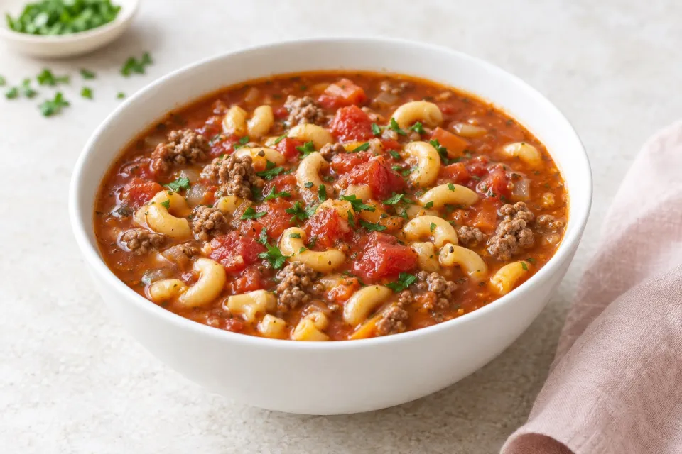 Beef and Tomato Macaroni Soup