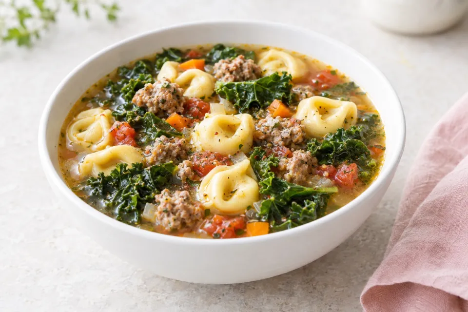 Italian Sausage, Kale and Tortellini Soup
