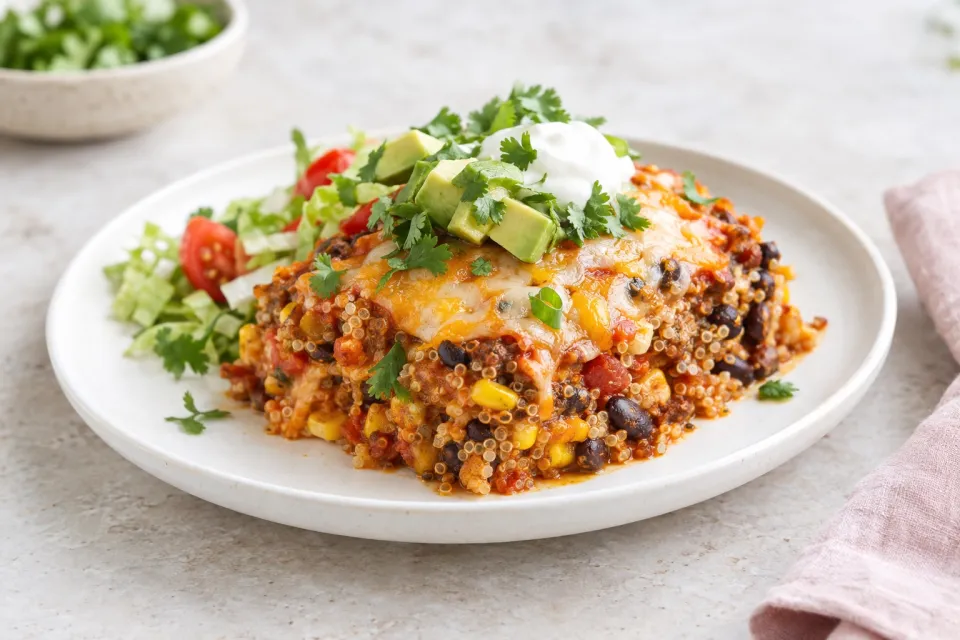 Slow Cooker Enchilada Quinoa Bake