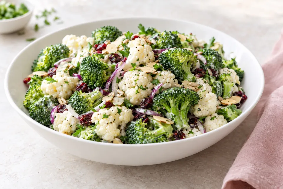 Broccoli and Cauliflower Salad