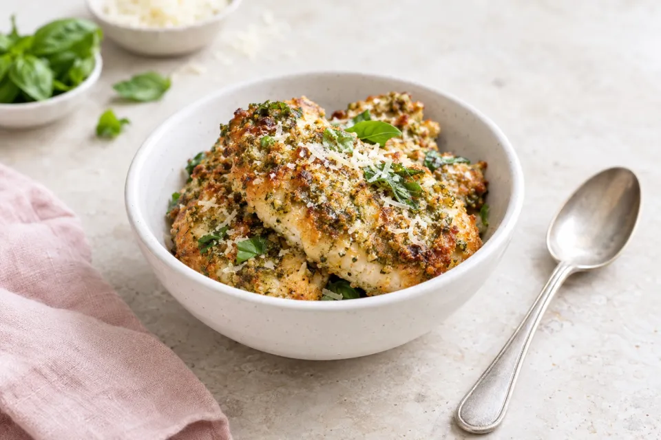 Crispy Pesto Parmesan Chicken