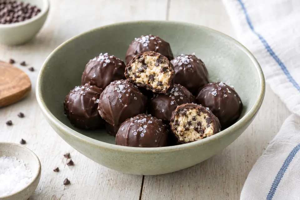 Salted Browned Butter Chocolate Chip Cookie Dough Truffles