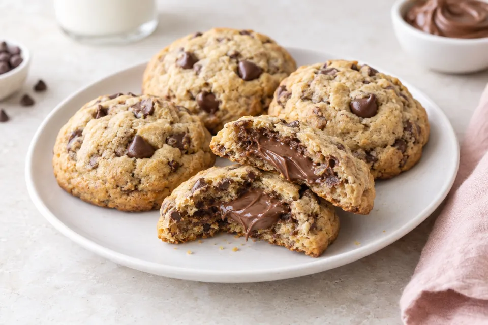 Nutella Stuffed Chocolate Chip Cookies
