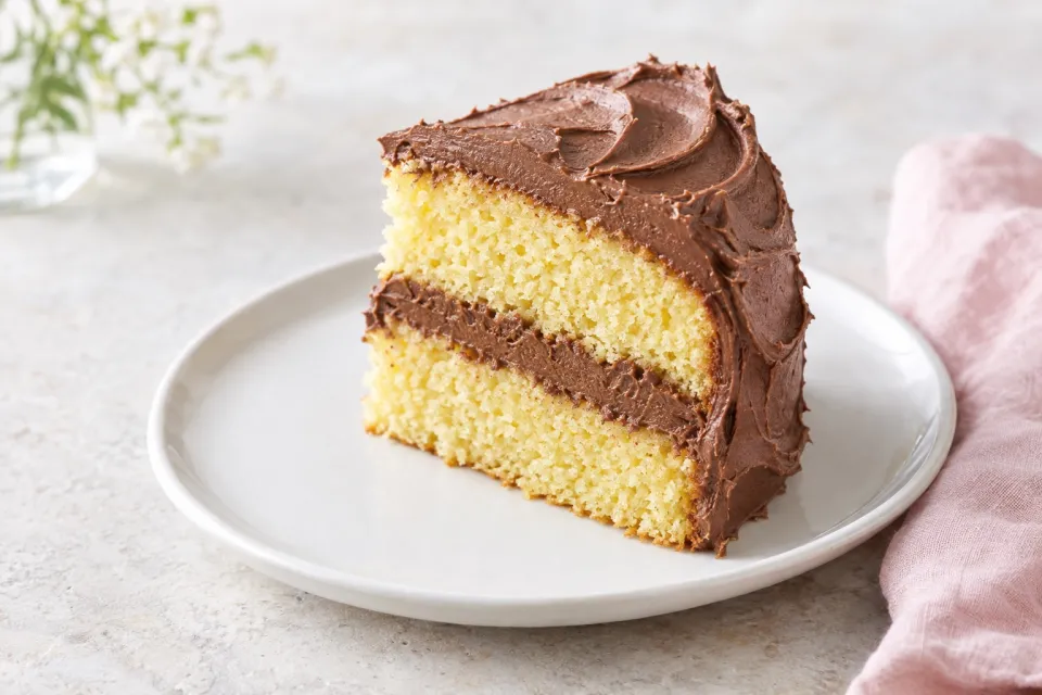 Yellow Cake with Chocolate Buttercream Frosting