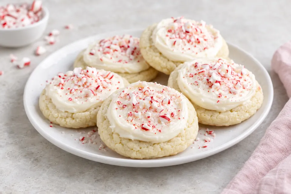 Peppermint Sugar Cookies with Cream Cheese Frosting
