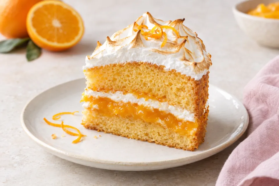 Orange Chiffon Cake with Orange Filling and Meringue