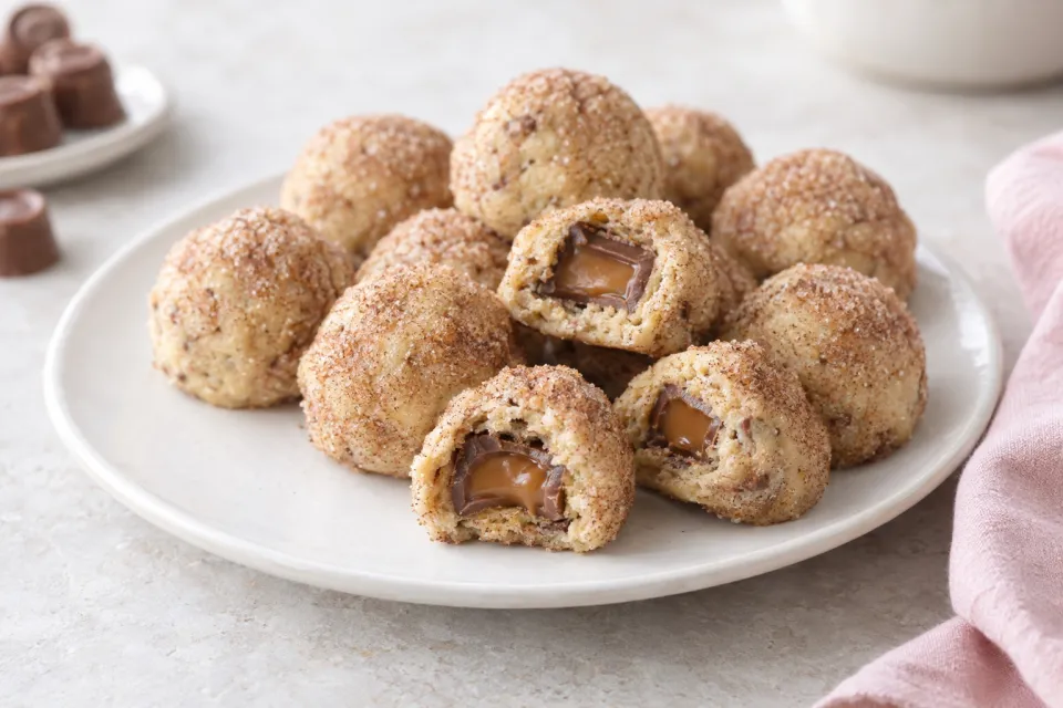 Rolo Stuffed Snickerdoodle Cookie Dough Bites
