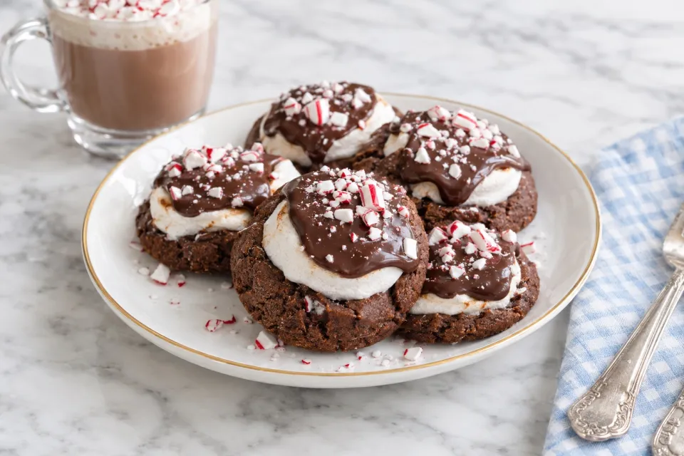 Peppermint Hot Chocolate Cookies