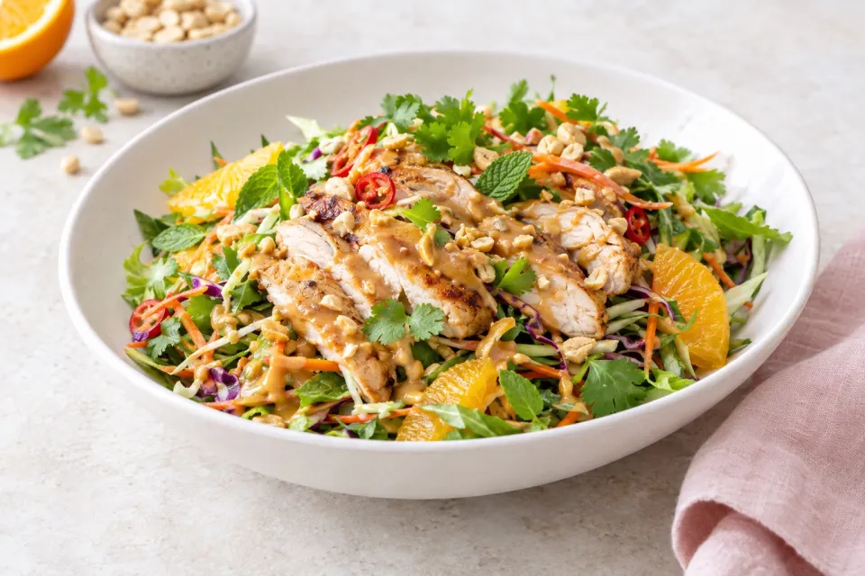 Thai Chicken Salad with Orange Peanut Dressing