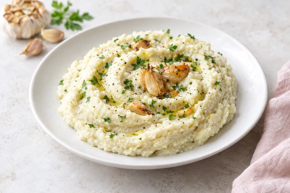 Roasted Garlic Mashed Cauliflower
