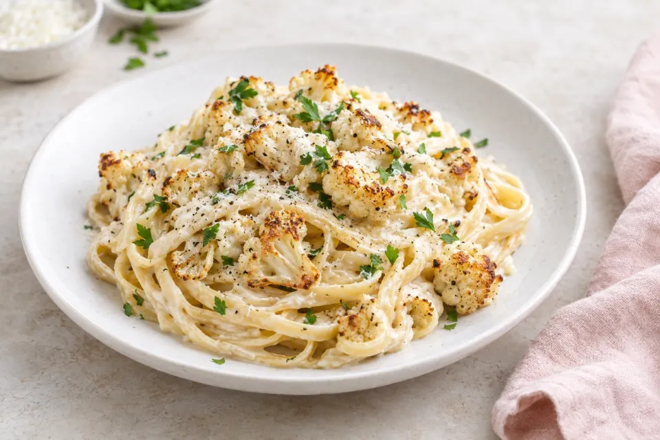 Roasted Cauliflower Fettuccine Alfredo