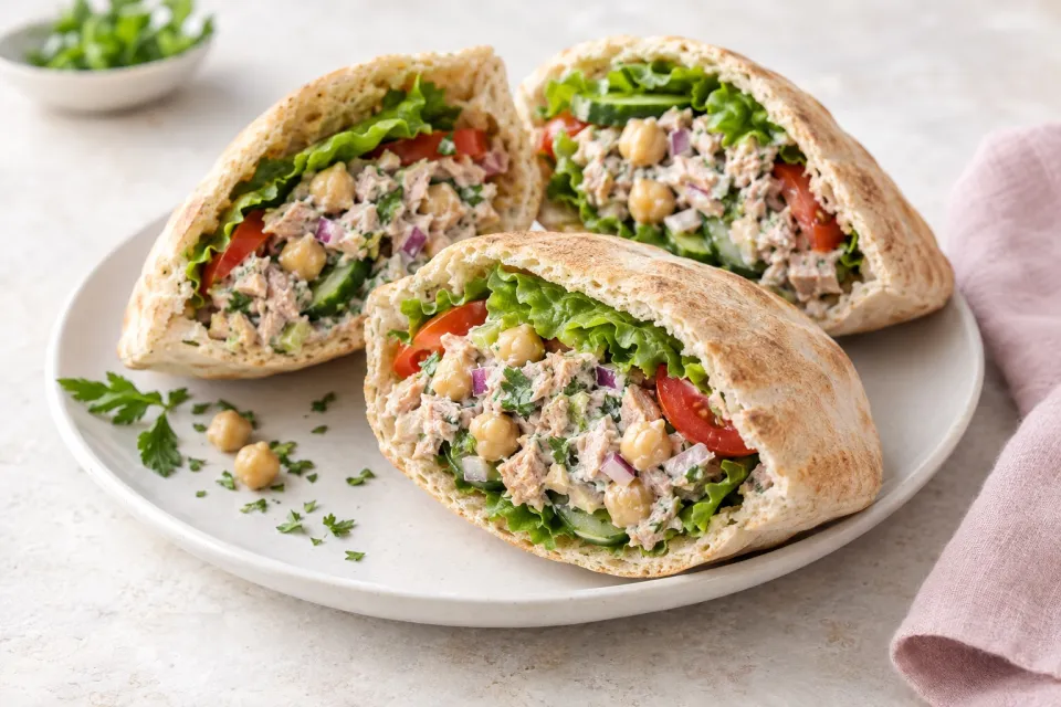 Tuna and Chickpea Pita Sandwiches