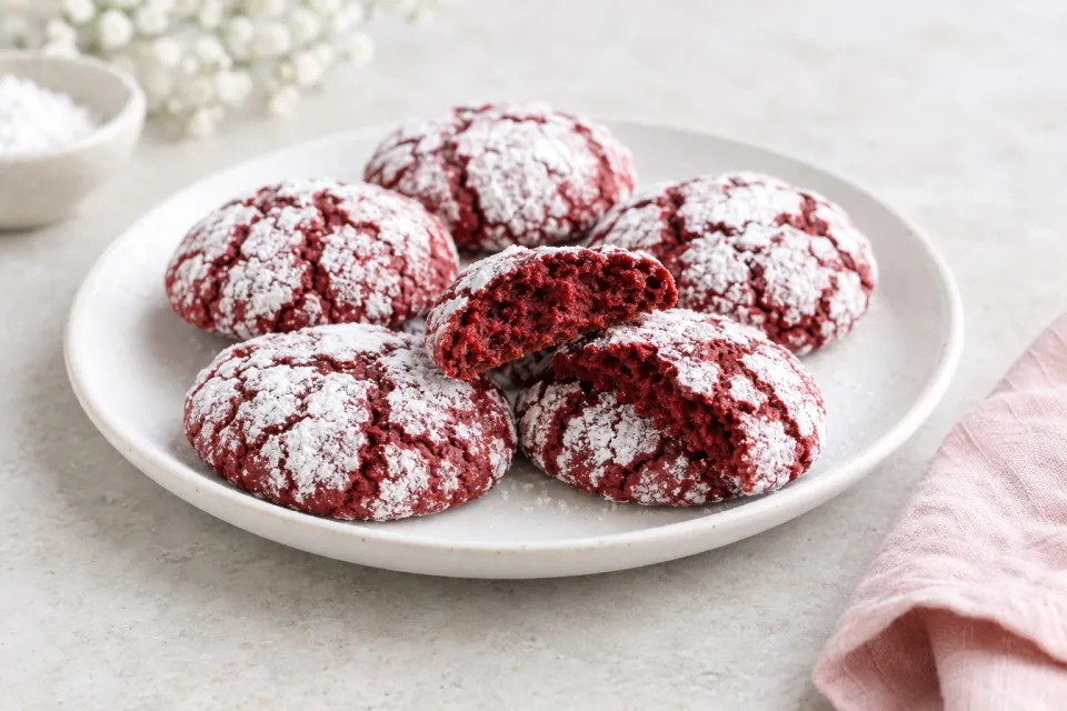 Red Velvet Crinkle Cookies