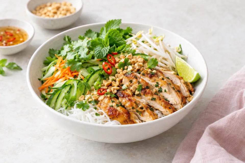 Vietnamese-Style Noodle Bowls with Chicken
