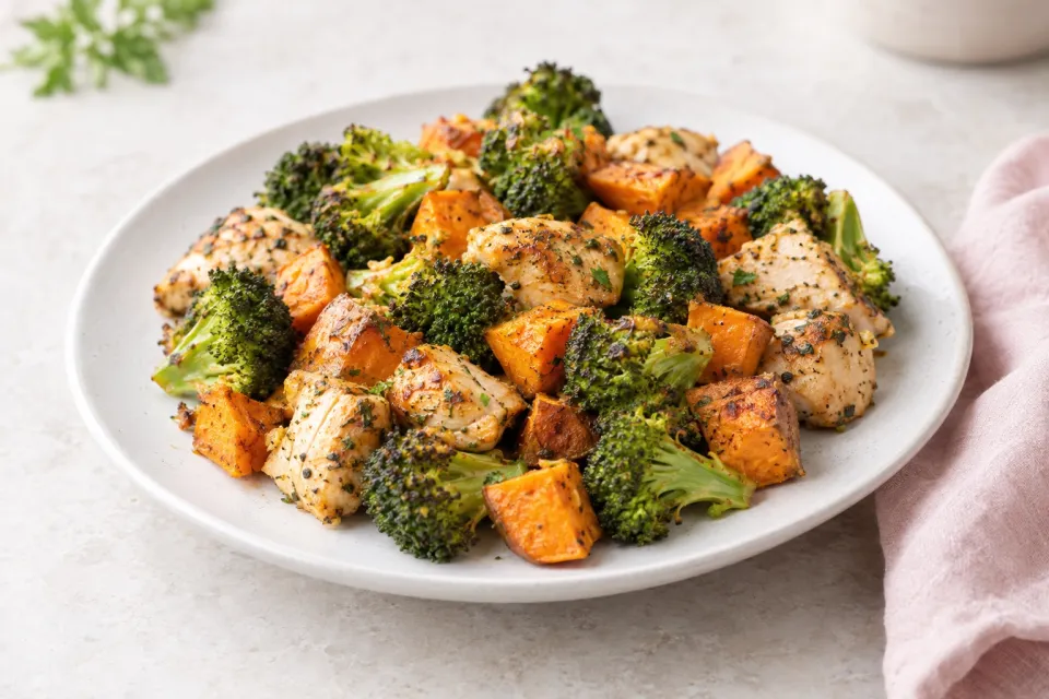 Chicken Broccoli and Sweet Potato Sheet Pan Dinner