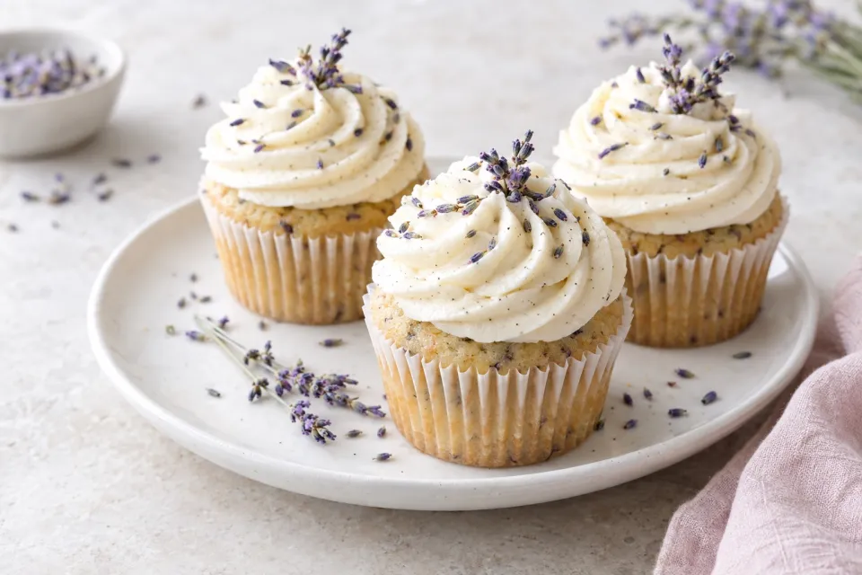 Lavender Cupcakes with Vanilla Bean Frosting