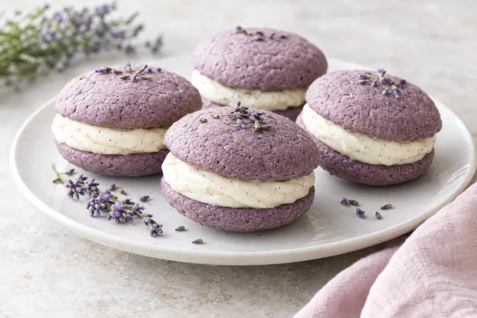 Lavender Whoopie Pies with Vanilla Bean Frosting