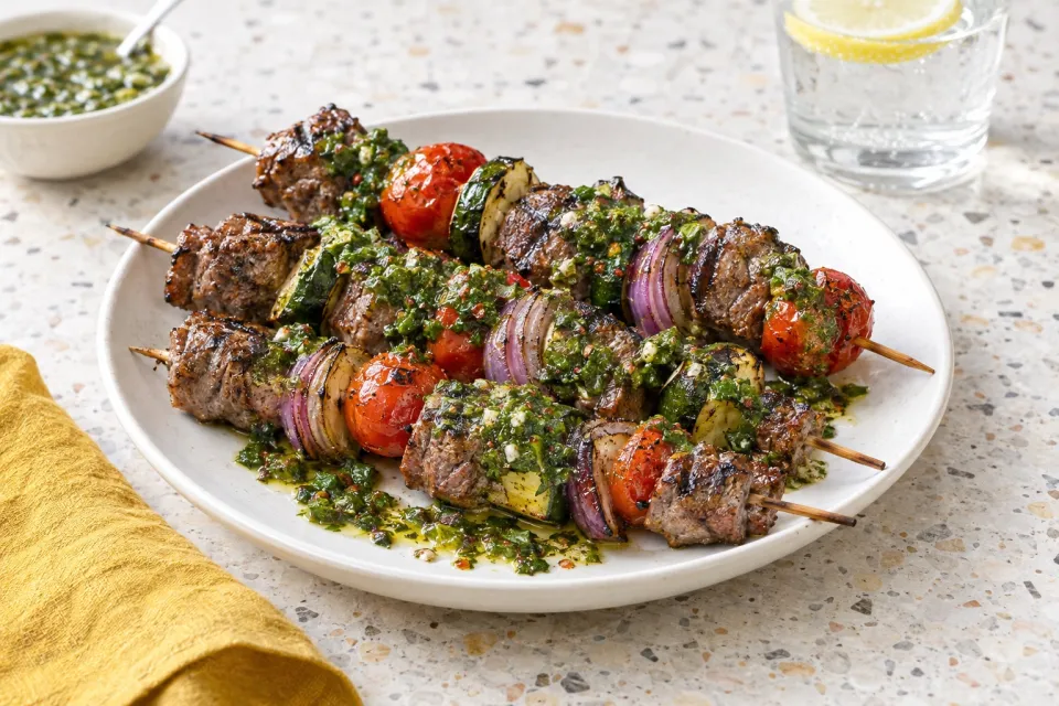 Steak Kebabs with Chimichurri