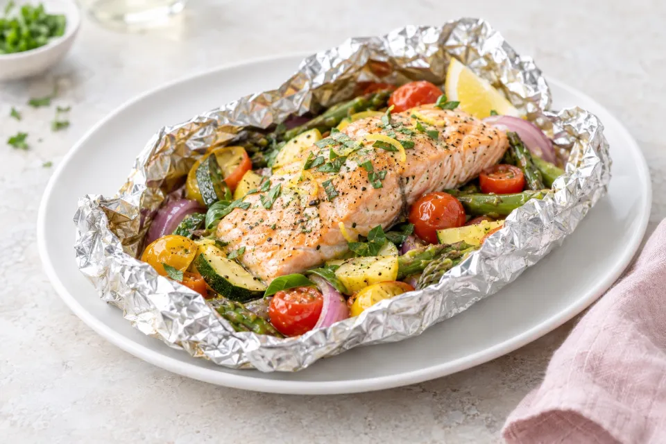 Salmon and Summer Veggies in Foil