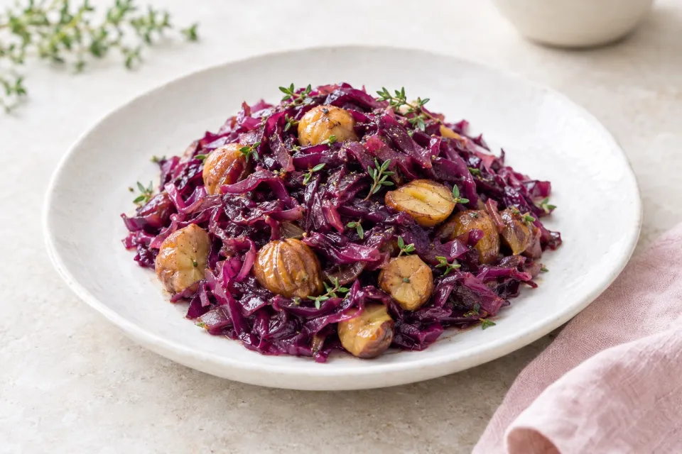 Braised Red Cabbage with Chestnuts