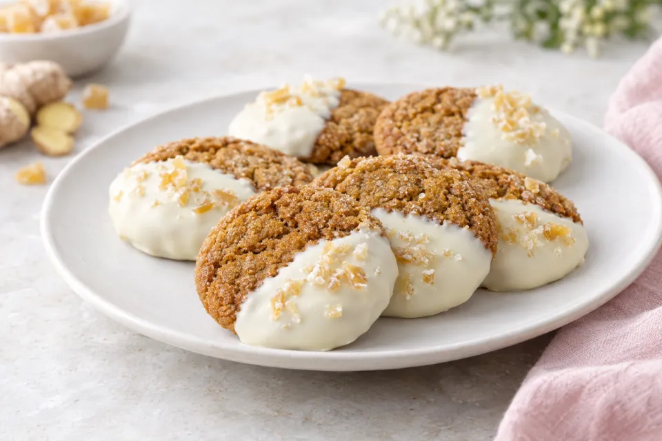 White Chocolate Dipped Ginger Cookies