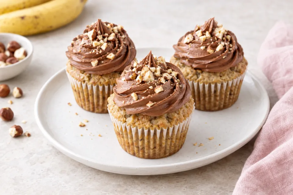 Banana Cupcakes with Nutella Buttercream Frosting
