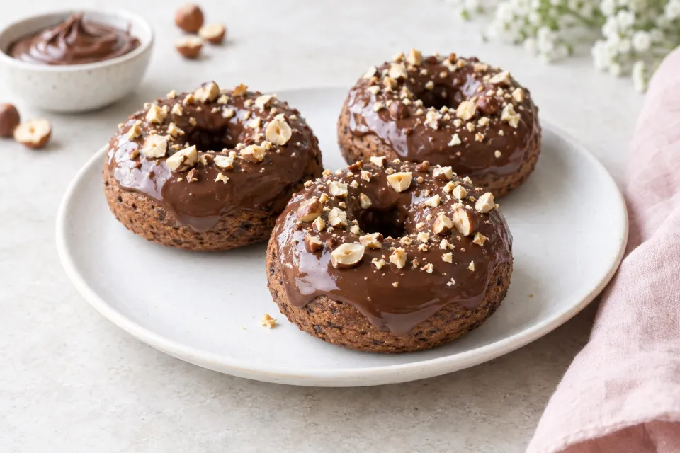Baked Nutella Doughnuts with Nutella Glaze
