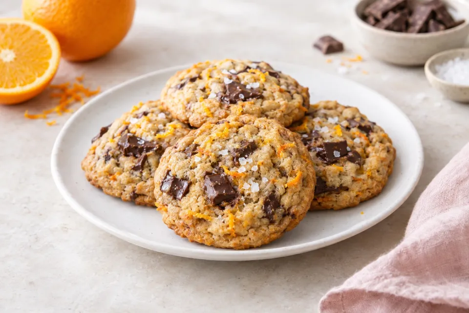 Orange, Chocolate Chunk and Sea Salt Cookies