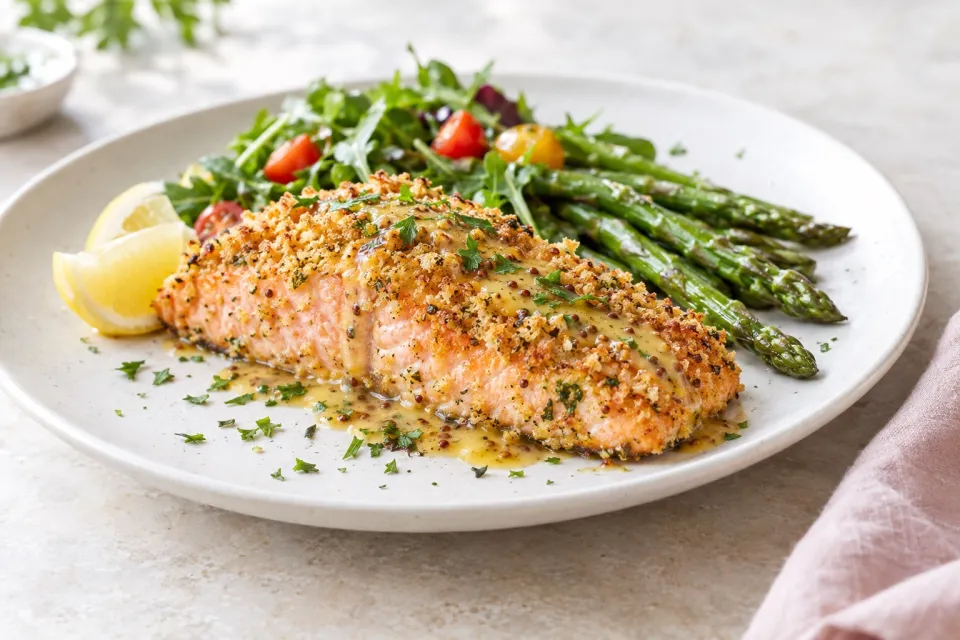 Panko Crusted Honey Mustard Salmon