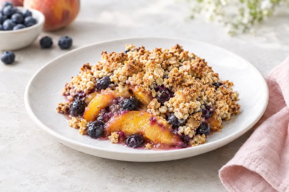 Peach and Blueberry Crumble