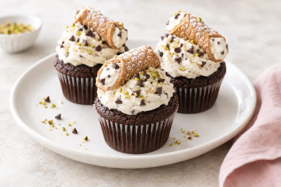 Chocolate Cannoli Cupcakes