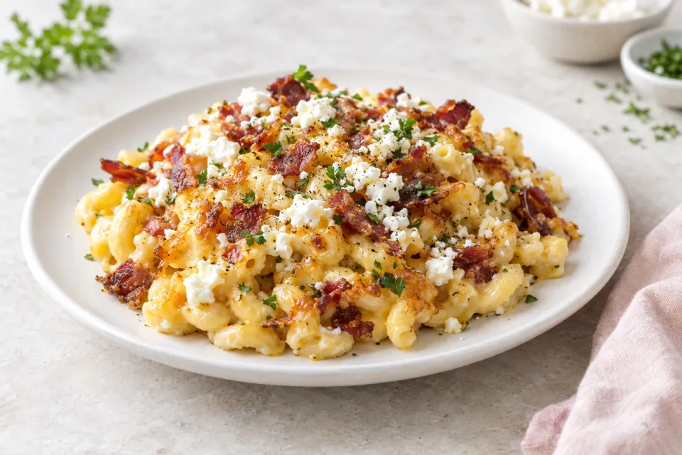 Bacon Feta Macaroni and Cheese
