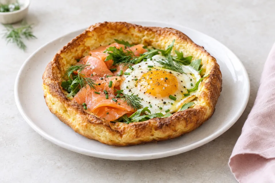 Savory Dutch Baby Pancake with Salmon and Fried Egg